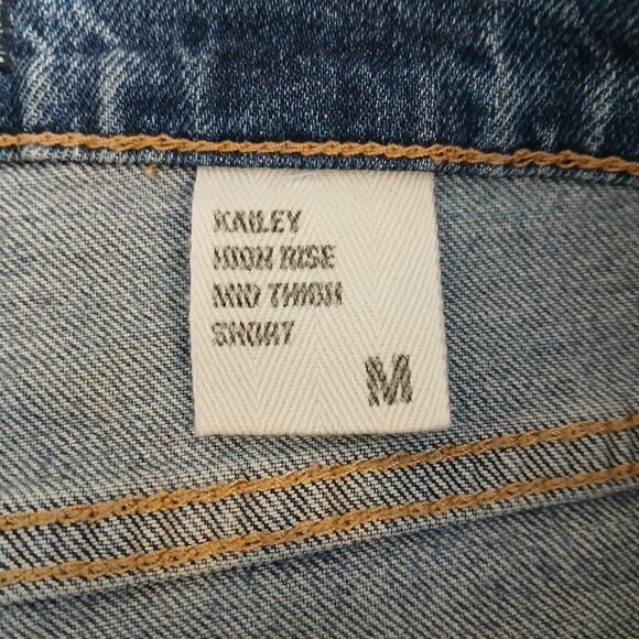 Eunina Denim Shorts Women Medium‎ High Rise Mid-Thigh Distressed Ripped 90s Boho - Picture 6 of 14